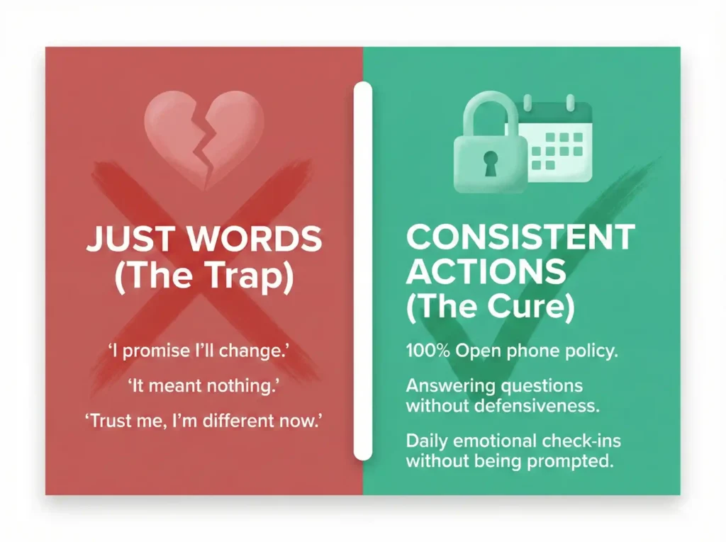 A modern, clean editorial illustration infographic with a split-screen layout on a clean white background