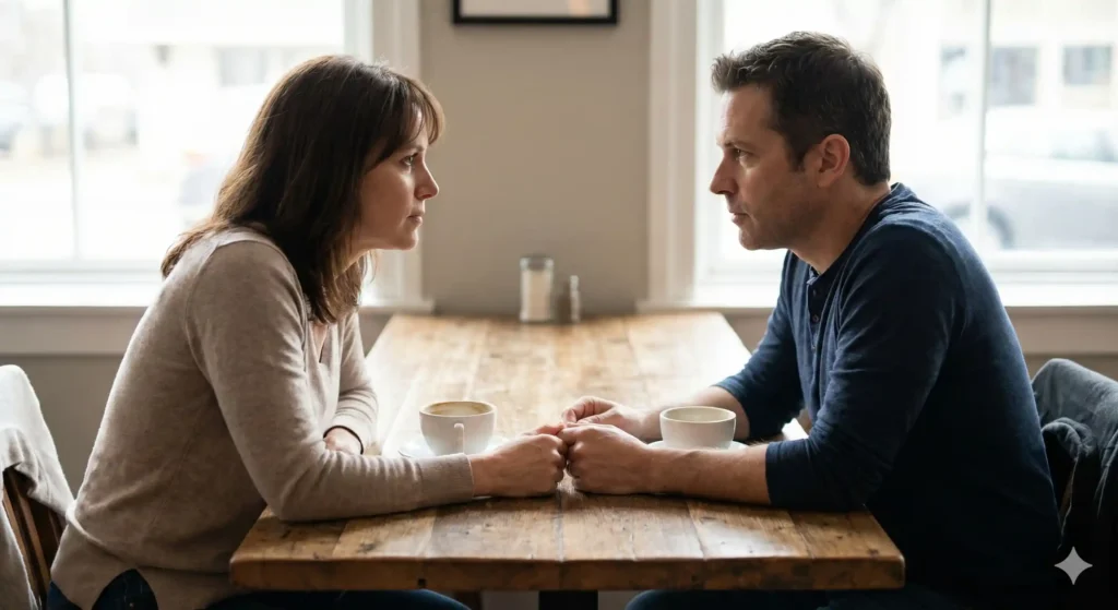 Partners engaging in healthy conflict resolution using the speaker-listener technique