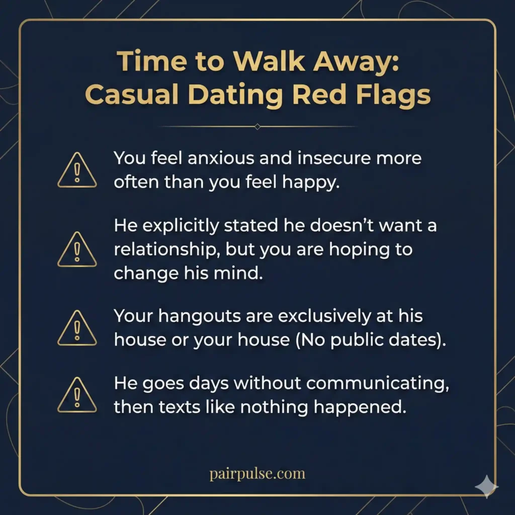 Time to Walk Away Casual Dating Red Flags' in a bold, readable font
