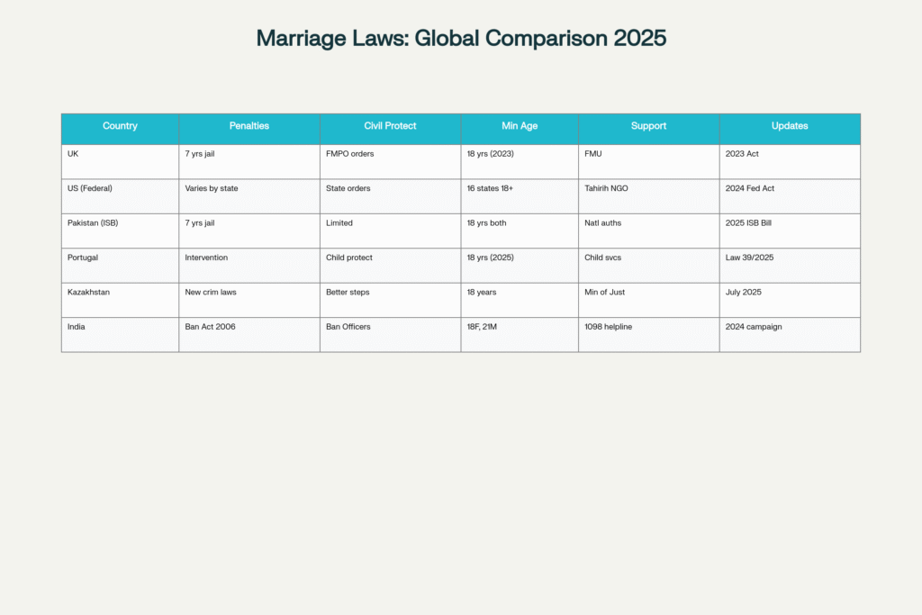 Comparative Analysis of Forced Marriage Legislative Frameworks 2025
