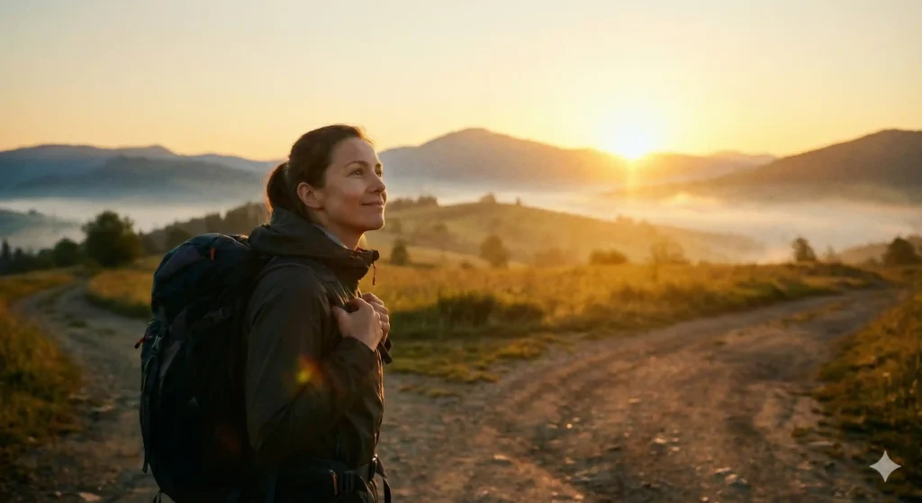 Individual finding hope and self-discovery after a breakup